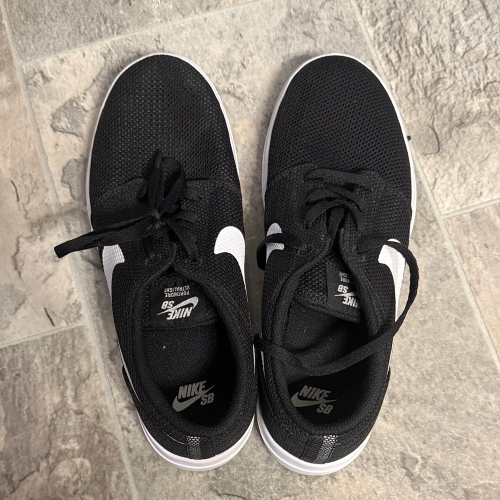 Nike SB Black Mesh Sneakers with White Swoosh